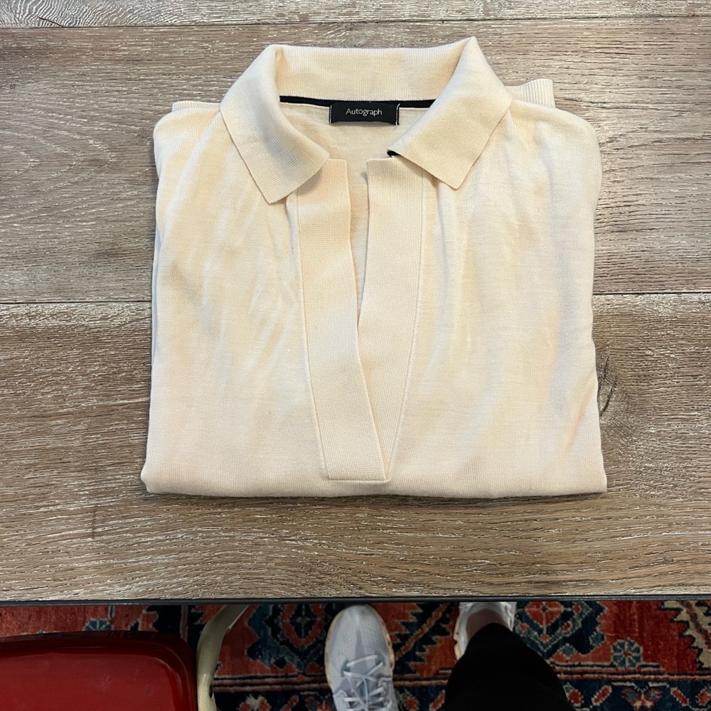 Autograph brand Cream Long Sleeve Collared Sweater